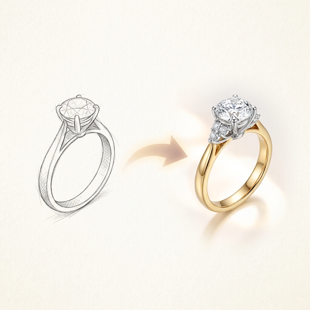 AI sketch to photoreal jewellery render